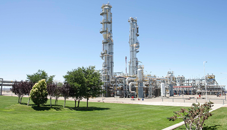 Compañía Mega avanza en la ampliación de su planta en Bahía Blanca con el montaje de una columna